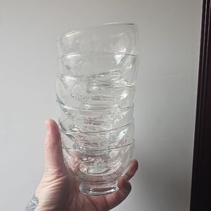 Set of Vintage Clear Floral Glass Sherbet Bowls